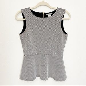 H&M Black & White Knit Peplum Top